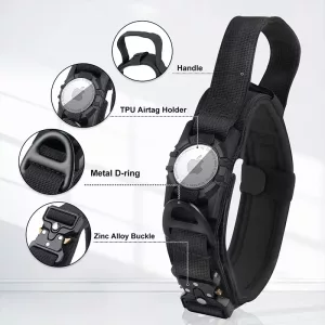 airtag hundehalsbånd, taktisk hundehalsbånd, vanntett hundehalsbånd, hundehalsbånd med håndtak, hundehalsbånd med airtagholder, militært hundehalsbånd