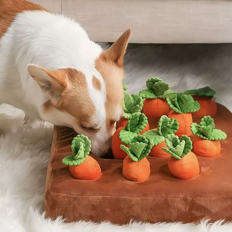 dog snuffle mat, interactive dog toy, dog puzzle toy, carrot snuffle mat