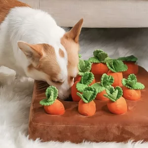 dog snuffle mat, interactive dog toy, dog puzzle toy, carrot snuffle mat