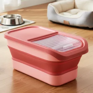 dog food container, dog food storage, collapsible food container, dog food box