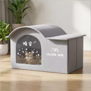 cat ice house, cat cooling house, cat house with ice bags, breathable cat house